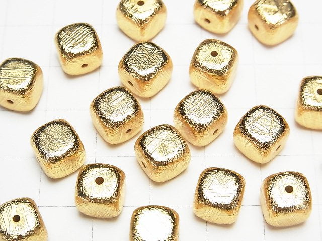 [Video]Meteorite (Muonionalusta) Cube 6mm,8mm,10mm Yellow Gold NO.2 1pc