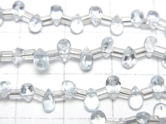 [Video] High Quality Sky Blue Topaz AAA Pear shape Faceted 5x3mm 1strand (38pcs )