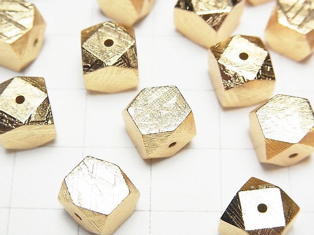 [Video]Meteorite (Muonionalusta) Cube Shape 6mm,8mm,10mm Yellow Gold 1pc