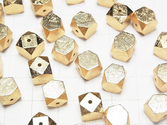 [Video]Meteorite (Muonionalusta) Cube Shape 6mm,8mm,10mm Yellow Gold 1pc