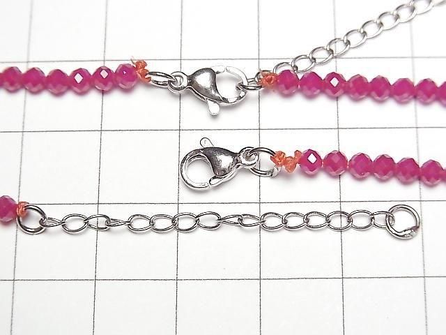 [Video] High Quality! Synthetic Ruby AAA Faceted Round 3mm Necklace