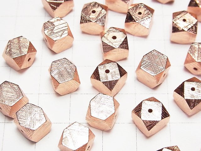 [Video]Meteorite (Muonionalusta) Cube Shape 6mm,8mm,10mm Pink Gold 1pc