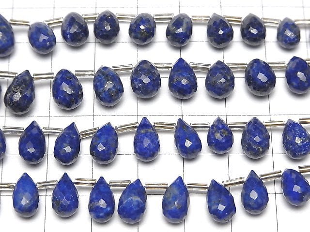 [Video]Lapislazuli AA++ Drop Faceted Briolette half or 1strand beads (aprx.6inch/16cm)