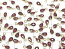 [Video]High Quality Rhodolite Garnet AAA Bezel Setting Faceted Pear Shape 7x5mm 18KGP 3pcs