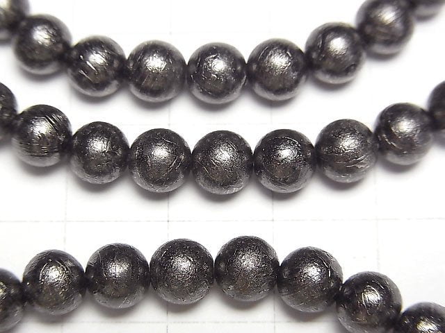 [Video]Meteorite (Altai Meteorite) Round 6mm Black Bracelet