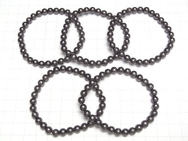 [Video]Meteorite (Altai Meteorite) Round 6mm Black Bracelet