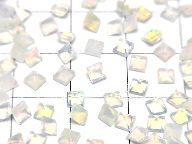 [Video]High Quality Ethiopian Opal AAA- Loose stone Square Faceted 3x3mm 10pcs