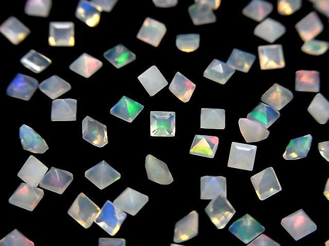 [Video]High Quality Ethiopian Opal AAA- Loose stone Square Faceted 3x3mm 10pcs