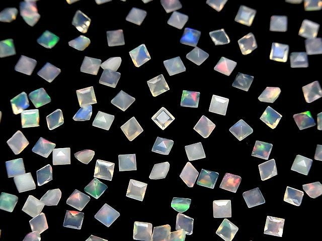 [Video]High Quality Ethiopian Opal AAA- Loose stone Square Faceted 3x3mm 10pcs