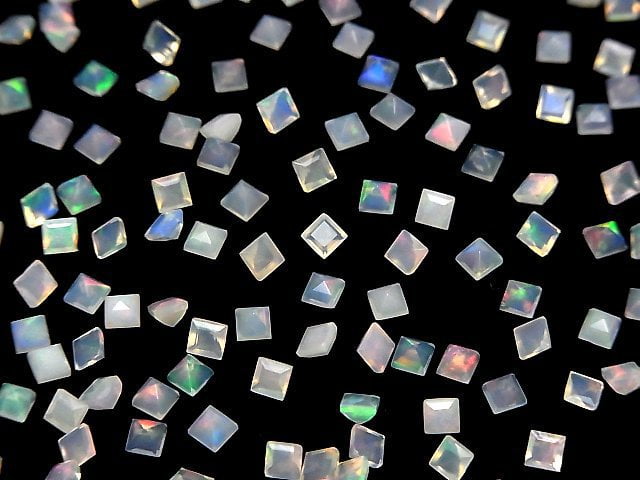 [Video]High Quality Ethiopian Opal AAA- Loose stone Square Faceted 3x3mm 10pcs