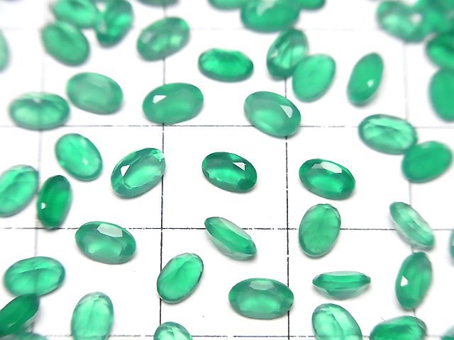 [Video]High Quality Green Onyx AAA Loose stone Oval Faceted 5x3mm 10pcs