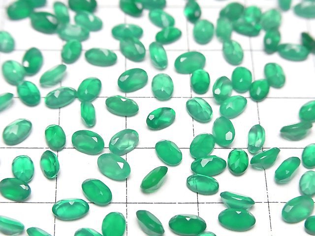 [Video]High Quality Green Onyx AAA Loose stone Oval Faceted 5x3mm 10pcs