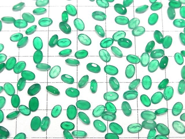 [Video]High Quality Green Onyx AAA Loose stone Oval Faceted 5x3mm 10pcs