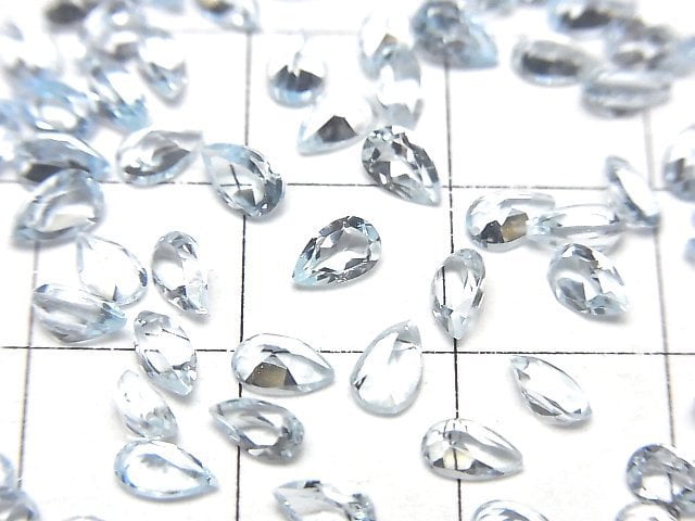 [Video]High Quality Sky Blue Topaz AAA Loose stone Pear shape Faceted 5x3mm 10pcs