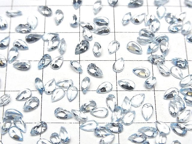 [Video]High Quality Sky Blue Topaz AAA Loose stone Pear shape Faceted 5x3mm 10pcs