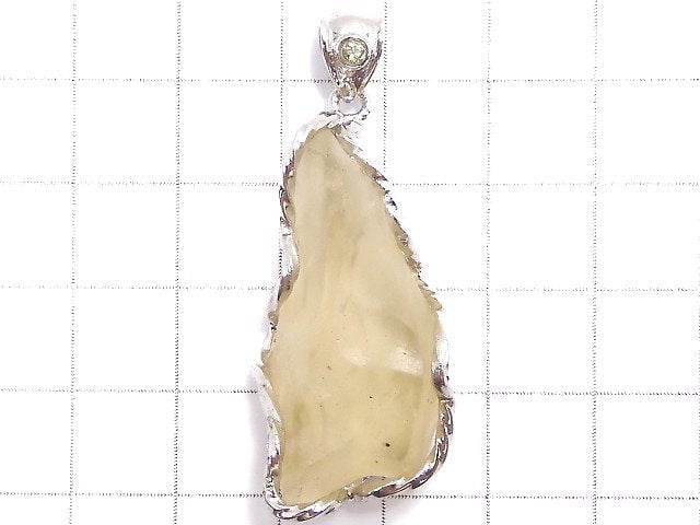 [Video][One of a kind] Libyan Desert Glass Rough Rock Nugget Moldavite Pendant Silver925 NO.225