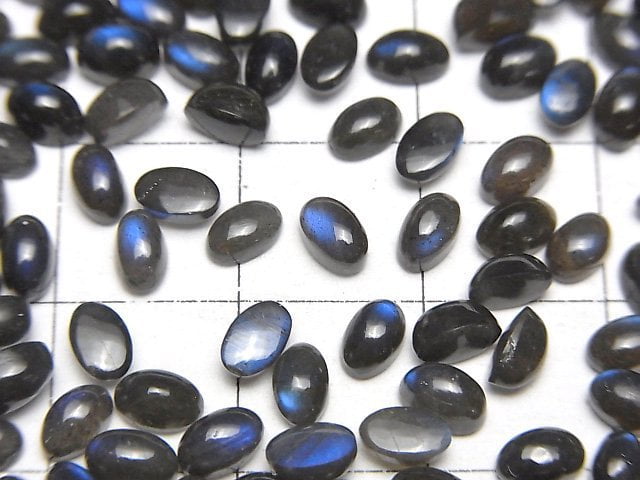 [Video] High Quality Black Labradorite AAA- Oval Cabochon 5x3mm 10pcs