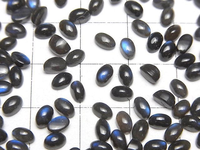 [Video] High Quality Black Labradorite AAA- Oval Cabochon 5x3mm 10pcs