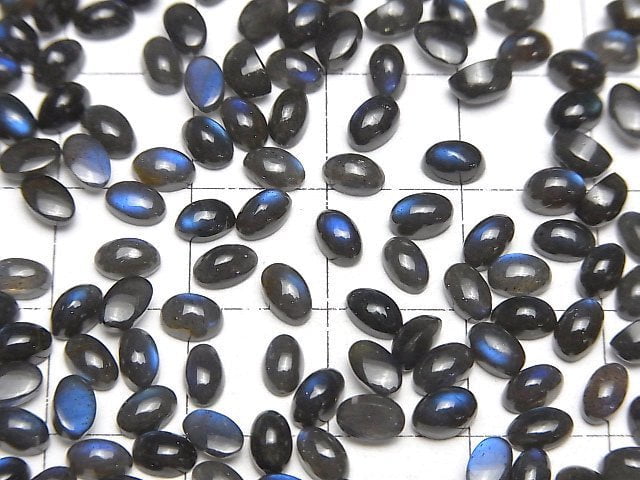 [Video] High Quality Black Labradorite AAA- Oval Cabochon 5x3mm 10pcs