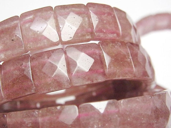 [Video] Pink Epidote AA+ 2 Holes Faceted Rectangle 12x10x5mm Bracelet