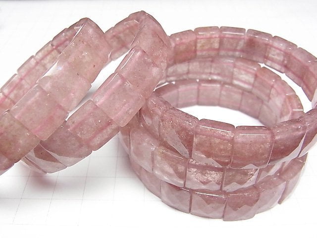 [Video] Pink Epidote AA+ 2 Holes Faceted Rectangle 12x10x5mm Bracelet