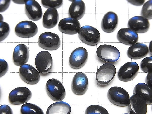 [Video] High Quality Black Labradorite AAA- Oval Cabochon 7x5mm 5pcs