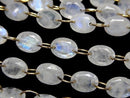 [Video]High Quality Rainbow Moonstone AA++ Oval Faceted 8x6mm [Double Hole] 1strand (10pcs)