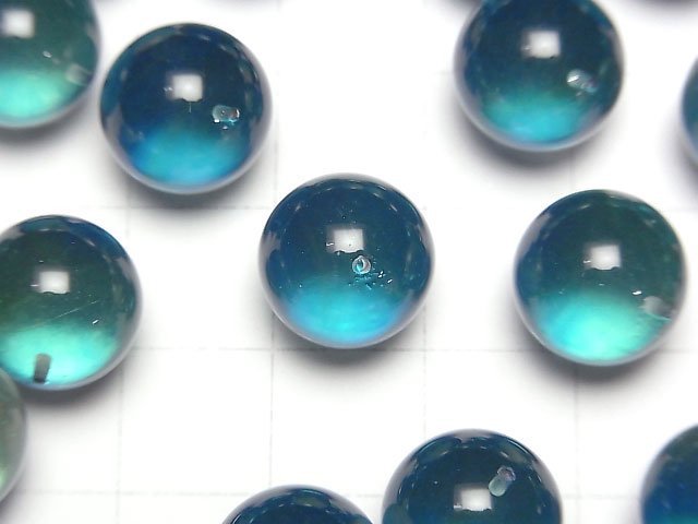 [Video] Blue green color Amber Half Drilled Hole Round less than 12mm 2pcs