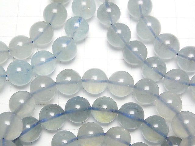 [Video] Grayish Blue Aquamarine Round 10.5mm Bracelet