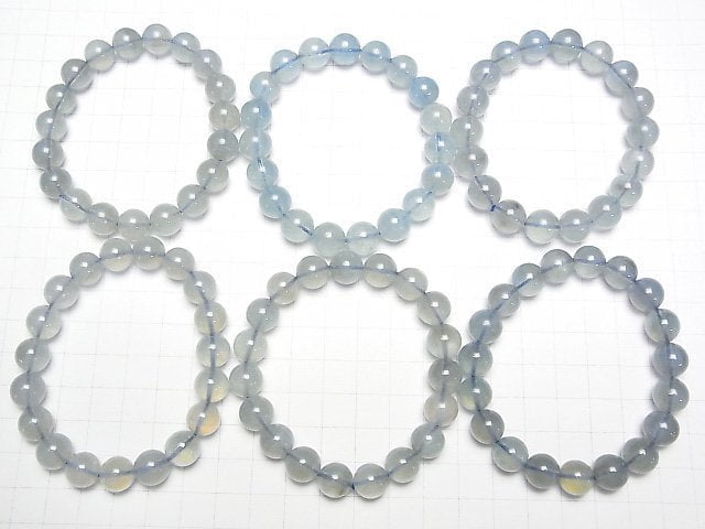 [Video] Grayish Blue Aquamarine Round 10.5mm Bracelet