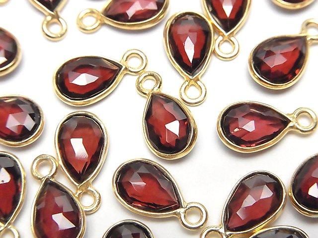 [Video]High Quality Garnet AAA Bezel Setting Pear shape 10x7mm Rose Cut 18KGP 2pcs