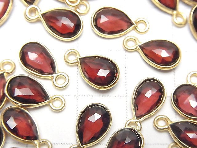 [Video]High Quality Garnet AAA Bezel Setting Pear shape 10x7mm Rose Cut 18KGP 2pcs