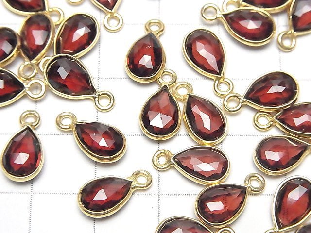 [Video]High Quality Garnet AAA Bezel Setting Pear shape 10x7mm Rose Cut 18KGP 2pcs