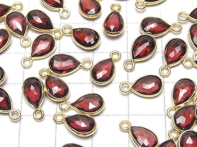 [Video]High Quality Garnet AAA Bezel Setting Pear shape 10x7mm Rose Cut 18KGP 2pcs