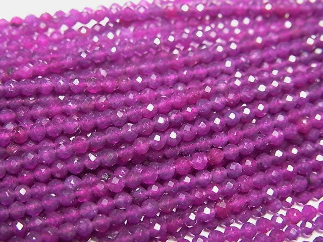 [Video]High Quality! Red Purple color Jade Faceted Round 2mm 1strand beads (aprx.12inch/29cm)