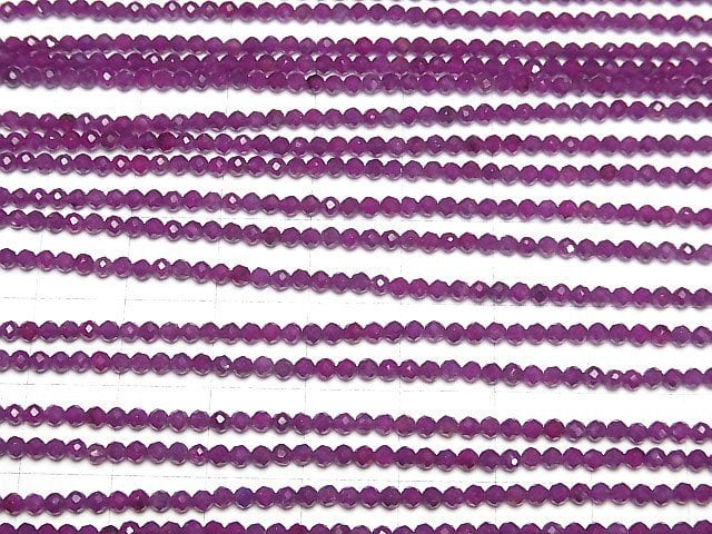 [Video]High Quality! Red Purple color Jade Faceted Round 2mm 1strand beads (aprx.12inch/29cm)