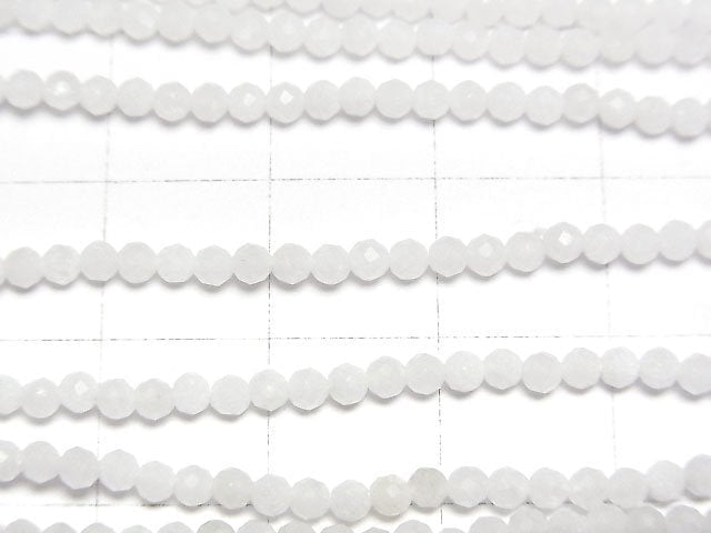 [Video] High Quality! White Jade Faceted Round 2mm 1strand beads (aprx.12inch/29cm)