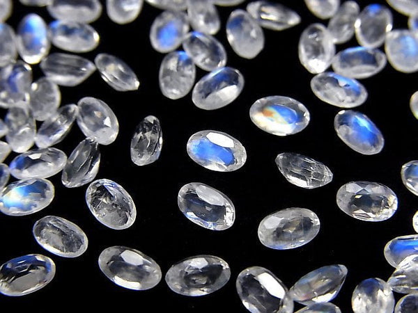 [Video]High Quality Rainbow Moonstone AAA Loose stone Oval Faceted 5x3mm 10pcs