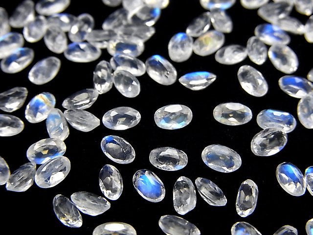 [Video]High Quality Rainbow Moonstone AAA Loose stone Oval Faceted 5x3mm 10pcs