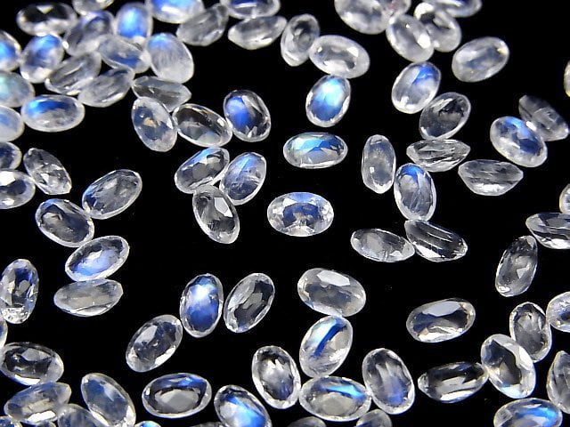 [Video]High Quality Rainbow Moonstone AAA Loose stone Oval Faceted 5x3mm 10pcs