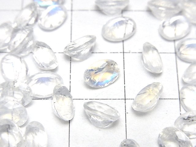 [Video]High Quality Rainbow Moonstone AAA Loose stone Oval Faceted 7x5mm 3pcs