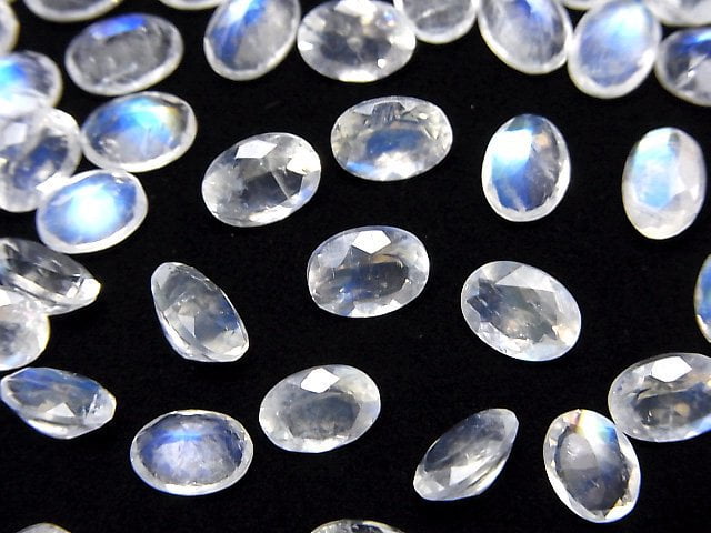 [Video]High Quality Rainbow Moonstone AAA Loose stone Oval Faceted 7x5mm 3pcs