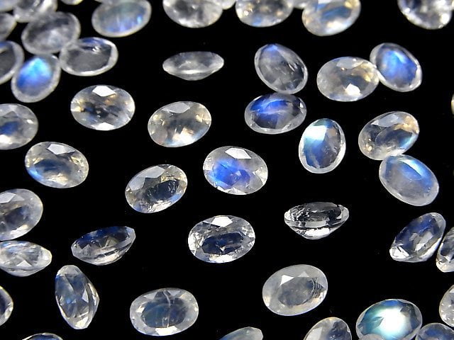 [Video]High Quality Rainbow Moonstone AAA Loose stone Oval Faceted 7x5mm 3pcs
