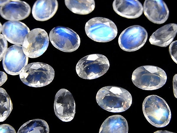 [Video]High Quality Rainbow Moonstone AAA Loose stone Oval Faceted 8x6mm 2pcs