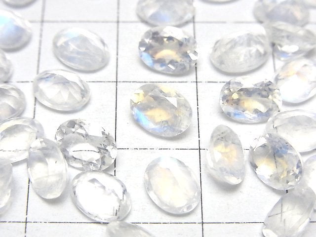 [Video]High Quality Rainbow Moonstone AAA Loose stone Oval Faceted 8x6mm 2pcs