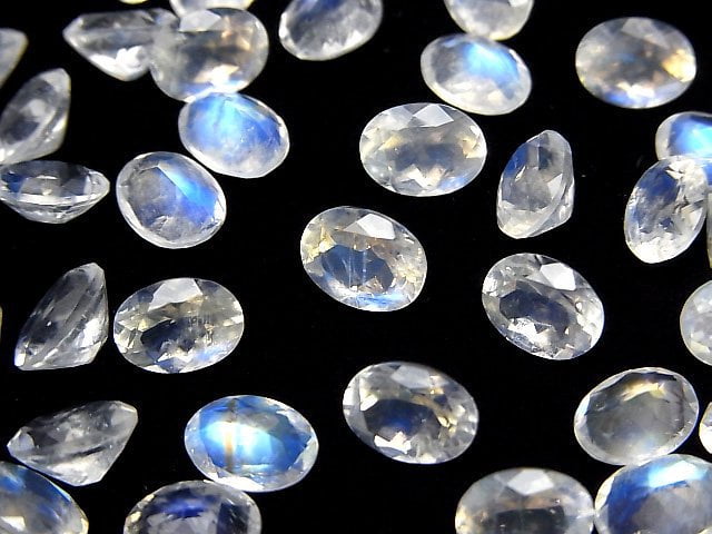 [Video]High Quality Rainbow Moonstone AAA Loose stone Oval Faceted 8x6mm 2pcs