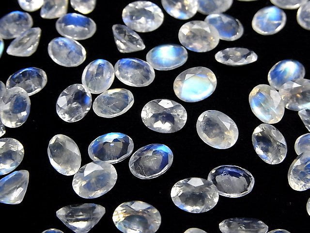 [Video]High Quality Rainbow Moonstone AAA Loose stone Oval Faceted 8x6mm 2pcs