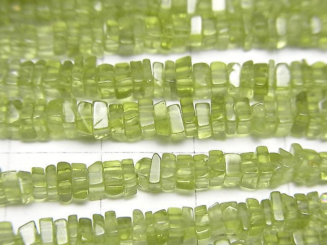 [Video]High Quality Peridot AA++ Square Roundel (disc) half or 1strand beads (aprx.15inch/38cm)