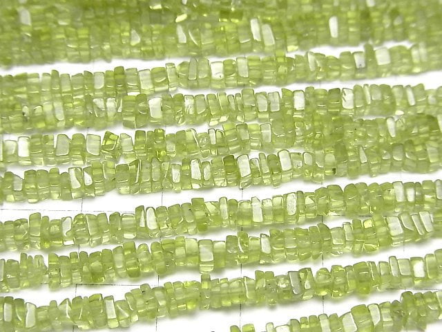 [Video]High Quality Peridot AA++ Square Roundel (disc) half or 1strand beads (aprx.15inch/38cm)