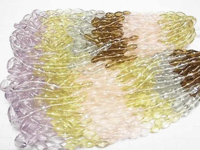 [Video]High Quality Mixed Stone AAA- Faceted Rice half or 1strand beads (aprx.15inch/37cm)